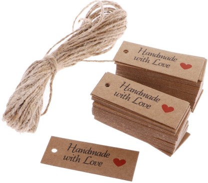 100PCS Kraft Paper Gift Tags Heart Paper Tags for DIY Crafts & Price Tags,Valentine,Wedding and Party Favor 