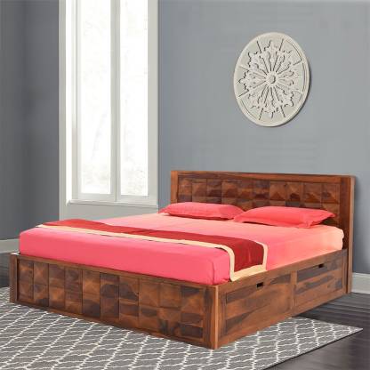 Best Brown Color Finish Pearl Solid Wood Queen Drawer Bed – RoyalOak