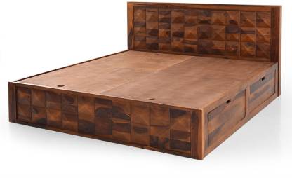 Best Brown Color Finish Pearl Solid Wood Queen Drawer Bed – RoyalOak