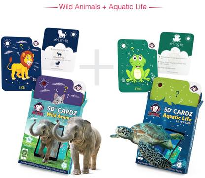 RedChimpz 5D+ AR VR Animals & Aquatic Life Flash card Game for Kids | Augmented & RedChimpz 5D+ AR VR Animals & Aquatic Life Flash card Game for Kids | Augmented &