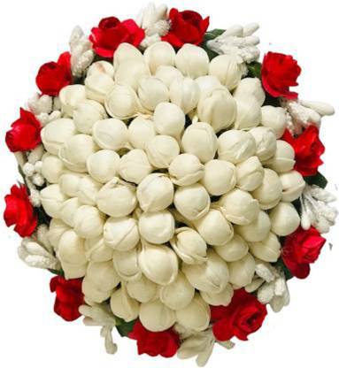 GuruEmbellish Flower Full Juda Bun Hair Flower Gajra for Wedding and  Parties Use for Women in Red & White Color Pack of 1 Hair Accessory Set  (Multicolor) Hair Accessory Set Price in