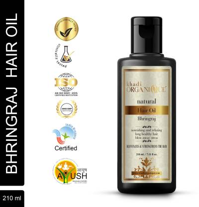 khadi ORGANIQUE Bhringraj Hair Oil For hair growth, prevents hair loss,  gets rid of split ends and works effectively against dandruff Hair Oil -  Price in India, Buy khadi ORGANIQUE Bhringraj Hair