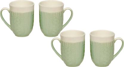 U P C Colored Embossed Milk Big Size Cup 300 Ml Capacity Sweater Pattern Made Of Fine Bone