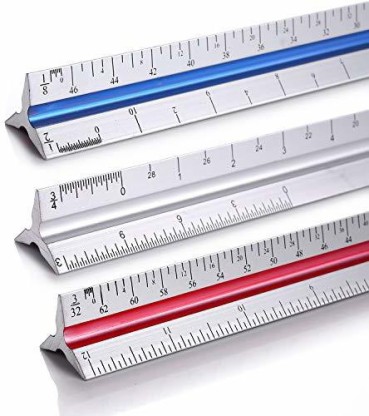 30cm Triangular Aluminium Tri Scale Metal Ruler Architect Engineers Rules 