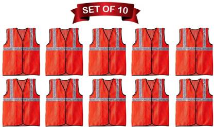 CARZEX Safety Jacket Orange Fabric Type (Set of 10) by Safety Jacket