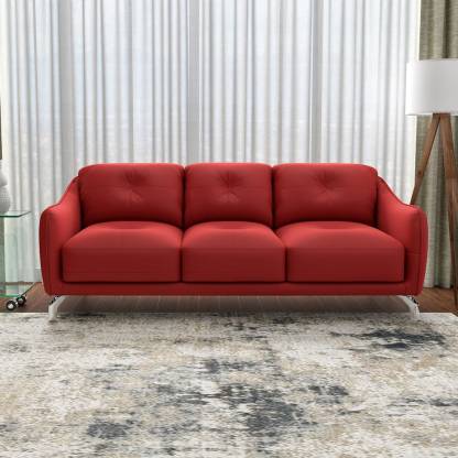 Durian Skyler Red Leather 3 Seater Sofa, Red Leather 3 Seater Sofa