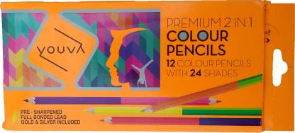 NAVNEET Youva Colour Pencil (2 in 1) Hexagonal Shaped Color Pencils