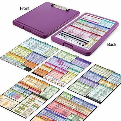 ClinicalGuru Set by Tribe RN Also Includes Downloadable Cheat Sheets Nursing Clipboard with Storage and Heavy Duty Cheat Sheets Nurse Clipboard Purple Perfect Combo for Your Clinical Rounds 