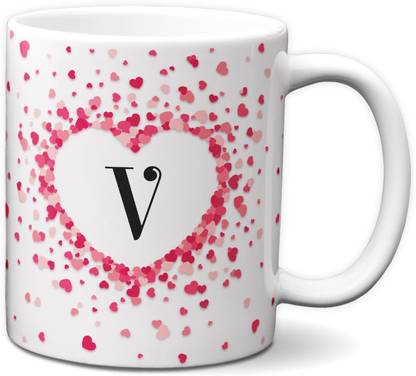 Jemiz Alphabet V Initial Letter V Love Heart Designer Colourful Tea Coffee Ceramic Coffee Mug Price In India Buy Jemiz Alphabet V Initial Letter V Love Heart Designer Colourful Tea Coffee