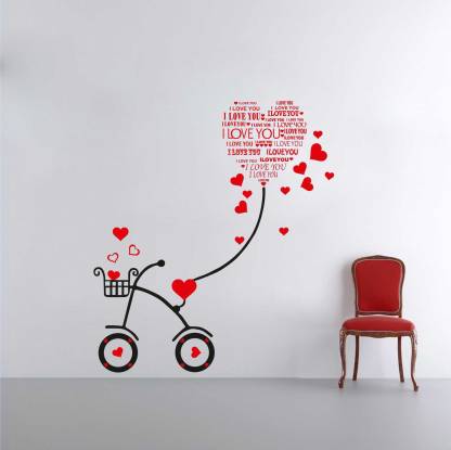Wall Attraction 106 cm bicycle and love quote Wall Sticker , Wallpaper  Color - Multicolor Self Adhesive Sticker Price in India - Buy Wall  Attraction 106 cm bicycle and love quote Wall