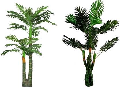 Sofix 2 Big Artificial Palm Tree Areca Plant For Home Decor 5 Feet With Pot In India - Home Decor Plants Trees