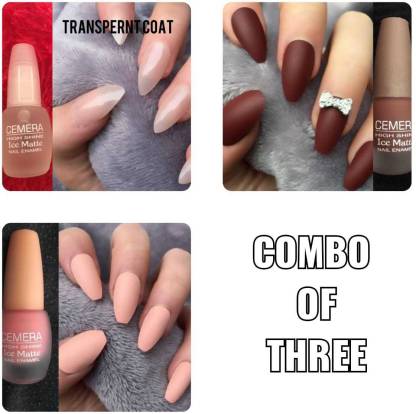 Cemera High Shine Ice Matte Nail Polish | Brown| Nude| Coat| Pack of 3 ,  7ML * 3 Multicolor - Price in India, Buy Cemera High Shine Ice Matte Nail  Polish |