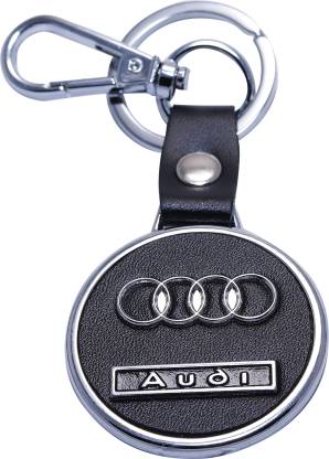 For AUDI Key Chain Fob Ring Car Pendant Keychain Unisex chrome emblem