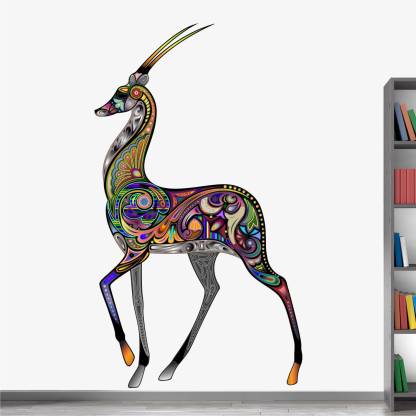 WALL STICKS Deer - Floral - Art - Animal - Creative - Colourful - Decorative - Wall Sticker - WS002