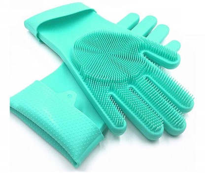 Details about   Silicone Gloves Dish Washing Kitchen Pet Grooming Reusable Cleaning Scrubber US 