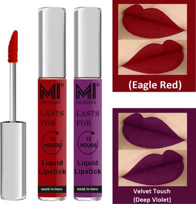 MI FASHION Matte Liquid Lipsticks Waterproof Long Lasting Pigmented Lip Gloss Set of 2 Code-249