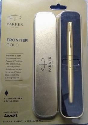 Parker frontier fountain pen GT gold trim stainless steel new original gift box