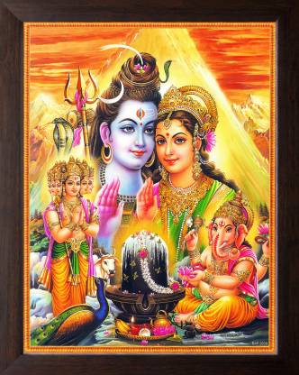 Artisan Cart Lord Shiva Family, HD Printed Picture with Brown Wood Frame,  Digital Reprint 12 inch x 9 inch Painting Price in India - Buy Artisan Cart  Lord Shiva Family, HD Printed