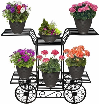 Basage 2Pcs 11Inch Plant Flower Stand Heavy Duty Metal Plant Caddy Indoor Coppery Plant Stand With Wheels,Round Flower Pot Stand Home Garden Tools