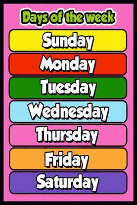 Days Of The Week Chart Religious Painting Poster Waterproof Canvas Print For Kids Room Home Decor Bt1537 3 Fine Art Print Educational Posters In India Buy Art Film Design Movie