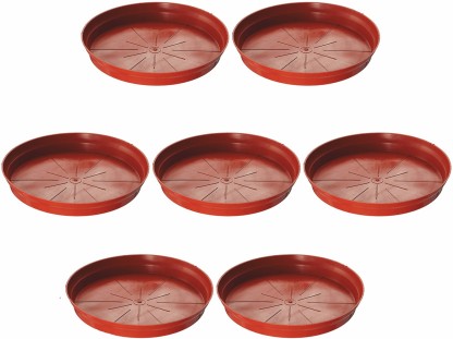 8 Packs Wave Plastic Flower Pot Drip Trays EEEKit 4/6/8/10 Inch Plant Saucer Heavy Duty Plant Trays Round for Indoor and Outdoor Plant Red 