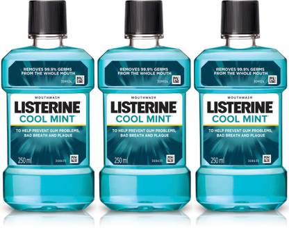LISTERINE Cool Mint Mouthwash – 250ml (Pack of 3) – Coolmint  (750 ml)