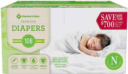 Member S Mark Comfort Care Baby Diapers Newborn Up To 10 Pounds 108 Count Premature Buy 108 Member S Mark Tape Diapers Flipkart Com
