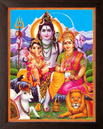 Artisan Cart Lord Shiva Family, HD Printed Religious & Wall Decor Picture  Painting with Plane Brown Frame, Digital Reprint 12 inch x 9 inch Painting  Price in India - Buy Artisan Cart