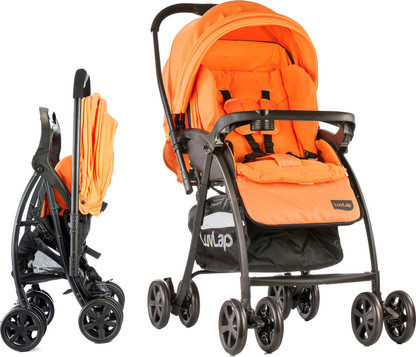 orange baby stroller