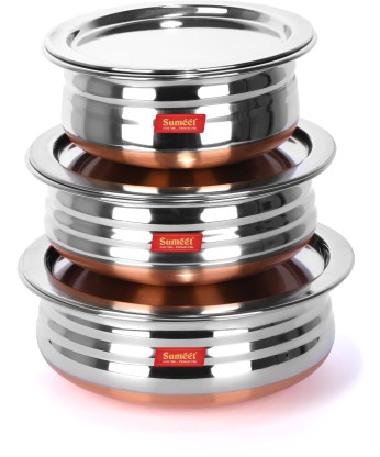 Sumeet Stainless Steel Designer Copper Bottom Container Set Of 3 