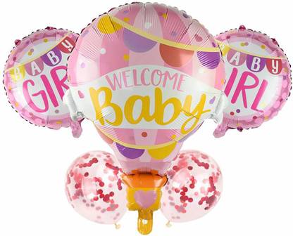 Flipkart Com Amfin Printed Welcome Baby Girl Decoration Foil Balloon Baby Shower Decoration Material Set Combo 1st Birthday Decoration Newborn Baby Party Baby Shower Party For Girls Pink Balloon Balloon