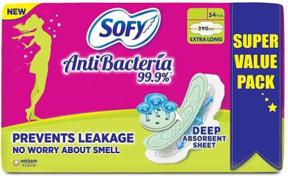 SOFY Antibacteria Extra Long Pads WITH WINGS 54 PADS Sanitary Pad
