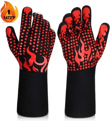 5 Pack-Black 3 in 1 Grilling Set for Welding，Barbecue Baking BBQ Gloves,1472 F°Heat Resistant Glove for Grill，12.8 Inch Barbecue Mitts,Grill Brush & BBQ Bear Claws Christmas Thanksgiving 