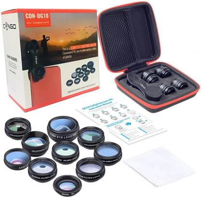 congo 10 in 1 cell phone camera lens kit wide angle lens macro lens fisheye lens telephoto lens cpl flow radial star filter kaleidoscope 3 6 lens
