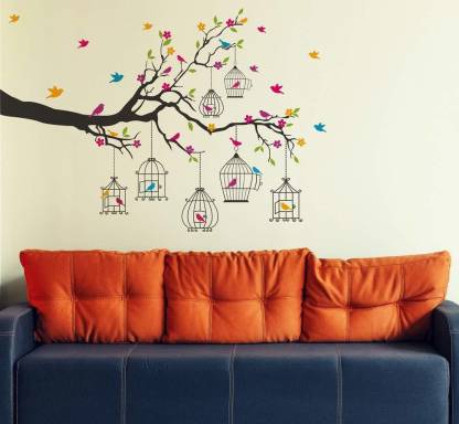 Kayra Decor Large Size Birdie House Wall Design Stencils For Wall Painting  And Home Wall Decoration