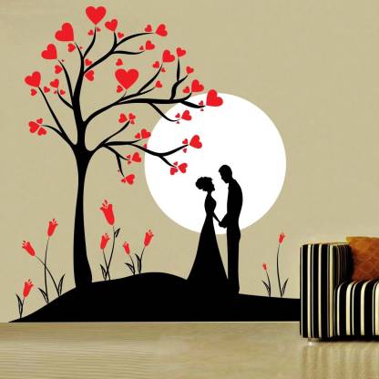 Kayra Decor Khsnt523 Couple Under Tree Wall Painting Stencils For Room Decoration Reusable Paint Great - Tree Stencils For Wall Painting