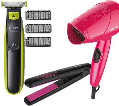 PHILIPS HP8643/46 Styling Kit with Straightener and Dryer with QP2525/10  OneBlade Hybrid Trimmer and Shaver with 3 Trimming Combs Personal Care  Appliance Combo Price in India - Buy PHILIPS HP8643/46 Styling Kit