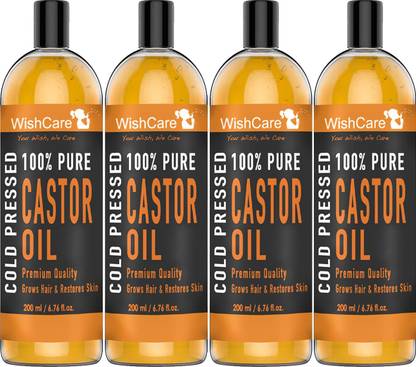 Wishcare Premium Cold Pressed Castor Oil For Glowing Hair And Skin Pack Of 4 200ml Each Buy Baby Care Products In India Flipkart Com