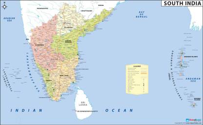 South India In Map South India Detailed Map Canvas Art - Maps Posters In India - Buy Art,  Film, Design, Movie, Music, Nature And Educational Paintings/Wallpapers At  Flipkart.com