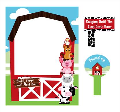 Theme My Party Photo booth and props set for farm party for kids ...