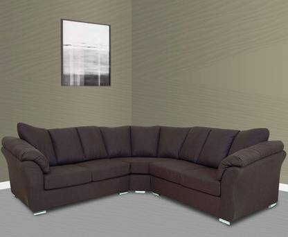 Adonica Loafer 5 Seater Corner Sofa Set In Dark Brown Fabric India Adonica Loafer 5 Seater Corner Sofa, Dark Brown Leather And Fabric Sofa