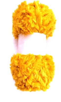 Vardhman Super Soft Faux Fur Chunky Wool Yarn For Knitting And Crochet Project 100 Gm Golden Yellow Super Soft Faux Fur Chunky Wool Yarn For Knitting And Crochet Project 100 Gm