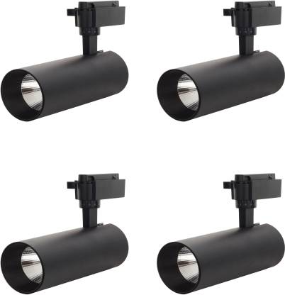 Tryka Indoor 30w Led Black Spotlight Track Light Without Trackway 0 To 330 Adjustable Warm White 3000k Aluminum Spot Pack Of 4 Lights Ceiling Lamp In India - Ceiling Track Lights Black