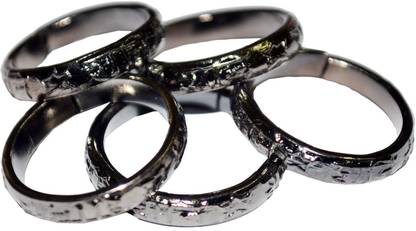 Real Seed Shani Dosha Niwaran Black Horse Shoe Iron Ring Shani Chhalla Kale Ghode Ki Naal Ki Ring Set Of 5 Adjustable Iron Ring Combo Pack Iron Yantra Price In India