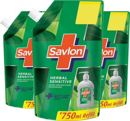 Savlon Herbal Sensitive Hand Wash Pouch (3 x 750 ml)
