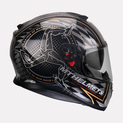 Matt Black Gold Motorbike Helmet 