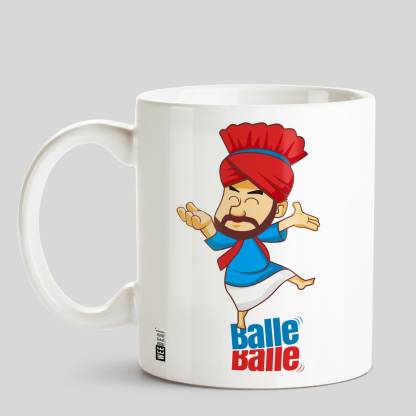 HUPPME Balle Balle Punjabi Design White Ceramic Coffee Mug Price in India -  Buy HUPPME Balle Balle Punjabi Design White Ceramic Coffee Mug online at  