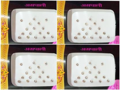 amrapali White diamond cut stone bindi size 2mm 4 packs forehead White Bindis