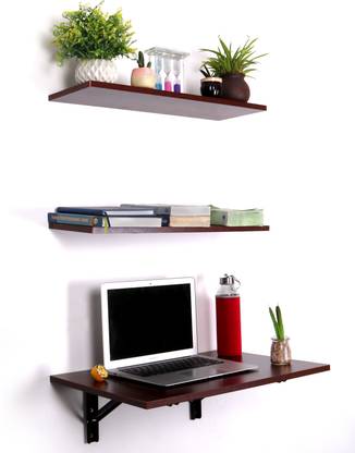Livzing Folding Wall Mount Study Desk Laptop Table Adjustable Floating Display Shelf Stand Rack For Living Room Office With Two Shelves Engineered Wood In India - Floating Wall Mounted Computer Desk Livzing Folding Wall Mount Study Desk Laptop Table Adjustable Floating Display Shelf Stand Rack For Living Room Office With Two Shelves Engineered Wood In India - Floating Wall Mounted Computer Desk