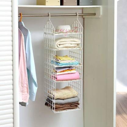 Socks and Bra Fiittree Wardrobe Organiser Purses Towels Double Side Cloth Hanging Shelf Hanging Closet Organizer Wall Mount/Over Door Storage for Toys 